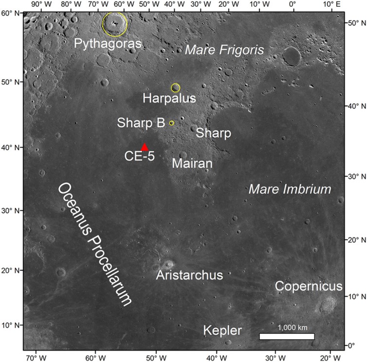 A Remote Sensing Study Reveals the Ages of Three Craters in the Vicinity of  Chang’e-5 Landing Site