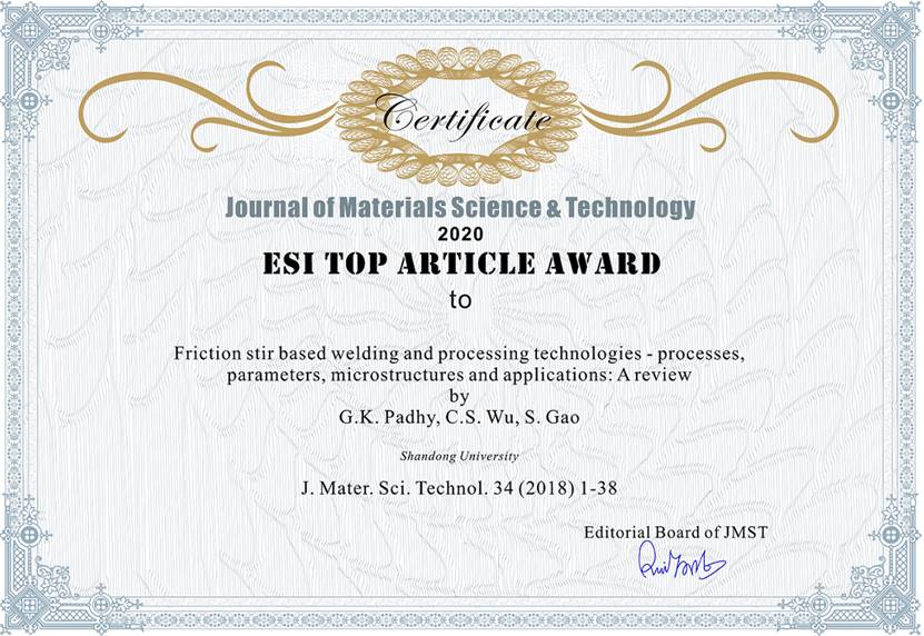 Professor Wu Chuansong's Team Won the ESI TOP Article Award